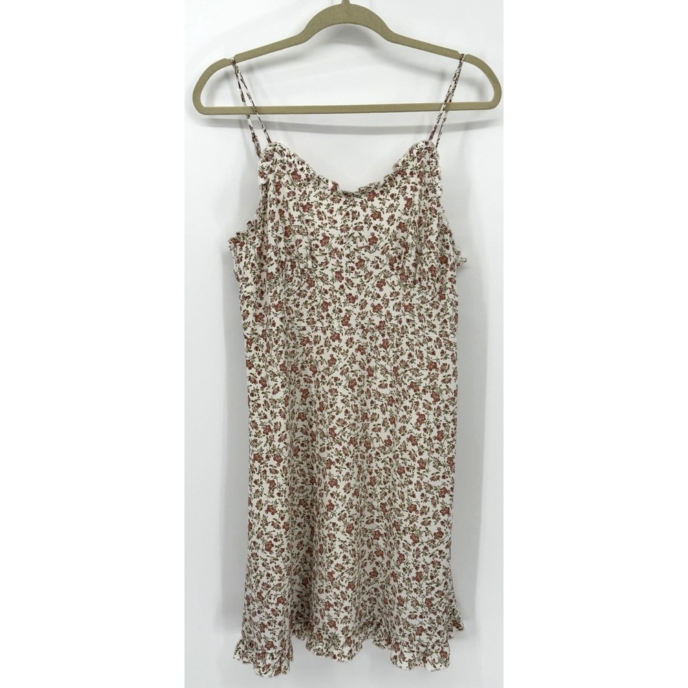 Doe & Rae Floral Tank Dress Size Medium M Ruffle V-Neck Feminine Chic Soft Girl